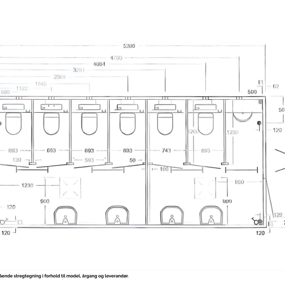 Luksus toiletvogn med 6 toiletter og 1 urinal - Toiletter med skyl