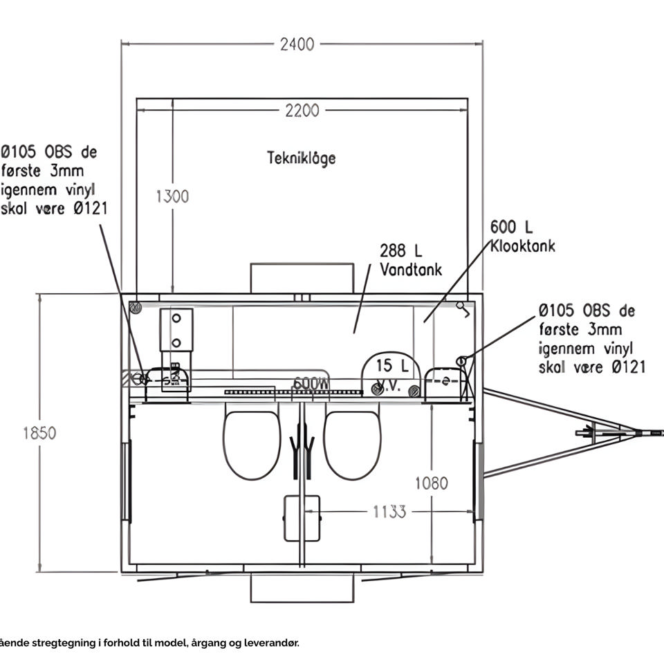 Vacuum toiletvogn med 2 toiletter - Vacuumtoiletter