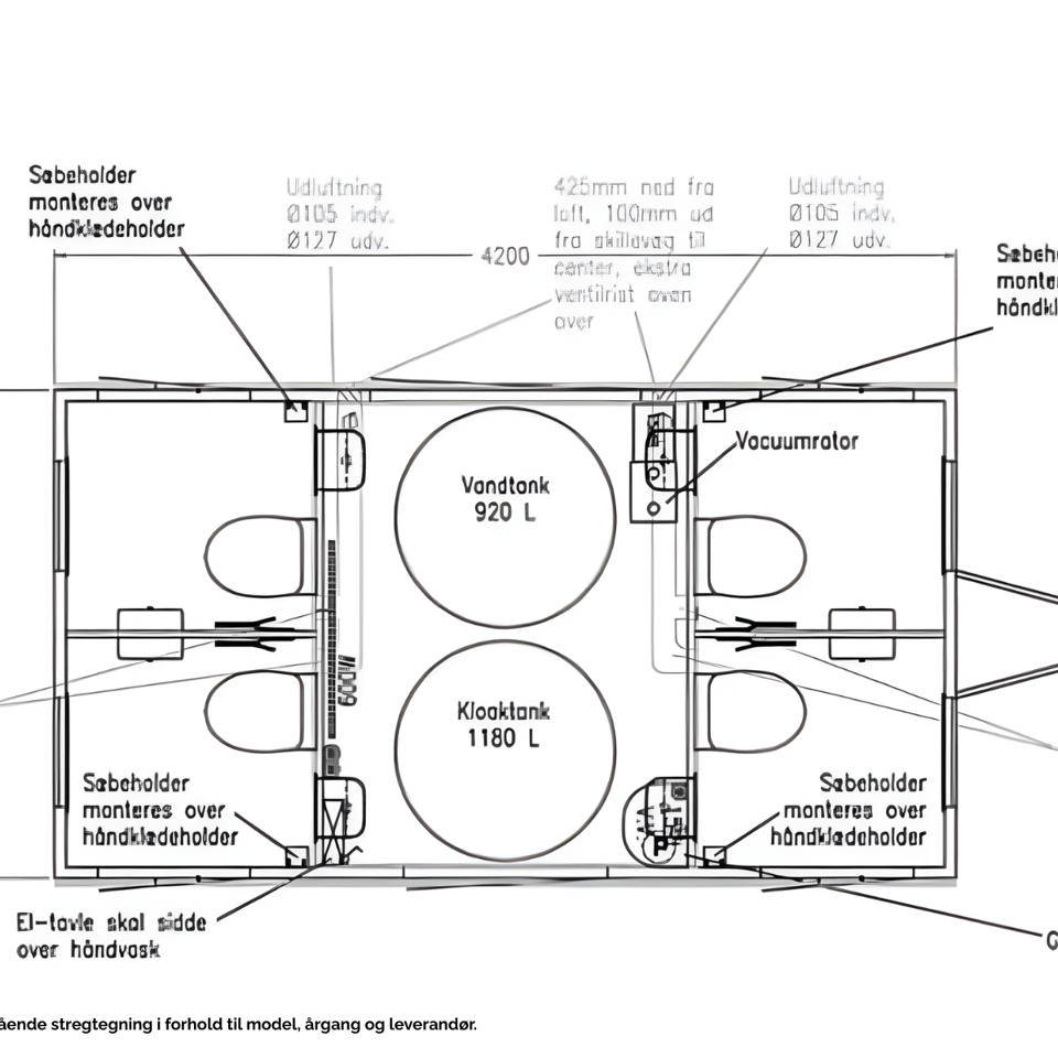 Vacuum toiletvogn med 4 toiletter - SOLAR - Vacuumtoiletter