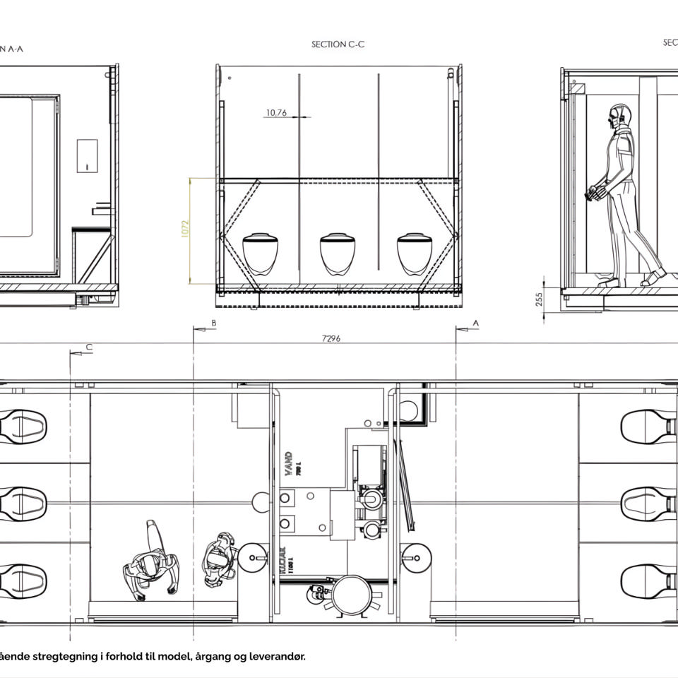 VIP vacuum toiletvogn med 6 toiletter (M/K) - Vacuumtoiletter