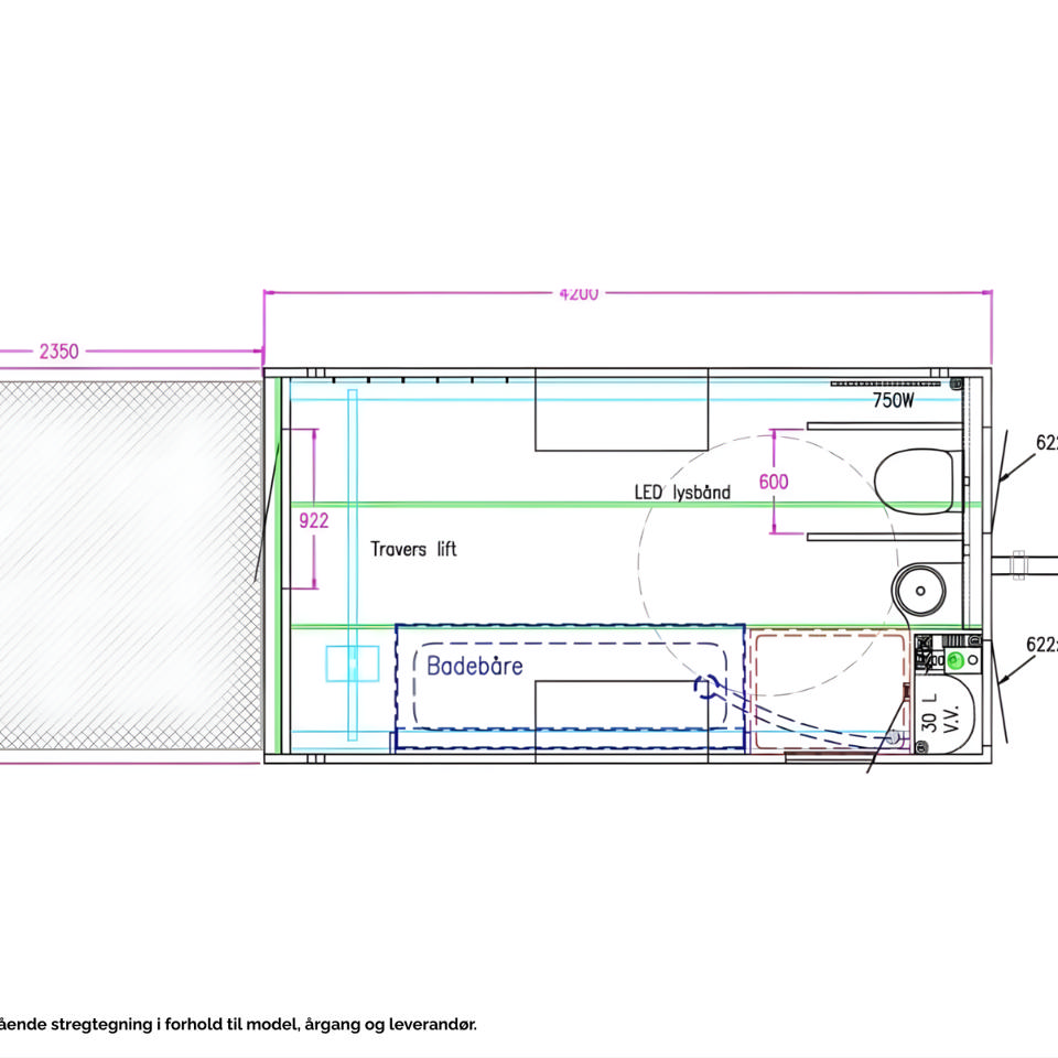 Handicap toilet m. travers lift - Pusle- og Handicaptoiletter