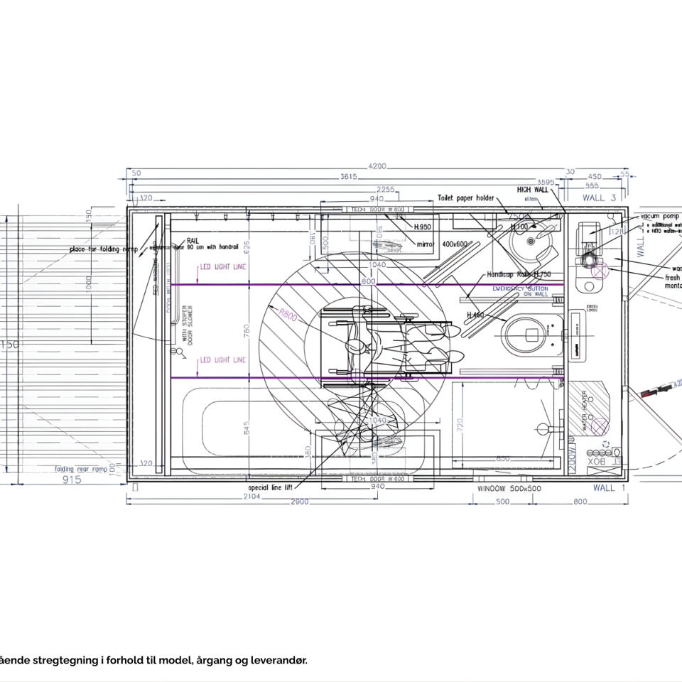 Handicap toiletvogn m. lift og bad - Pusle- og Handicaptoiletter
