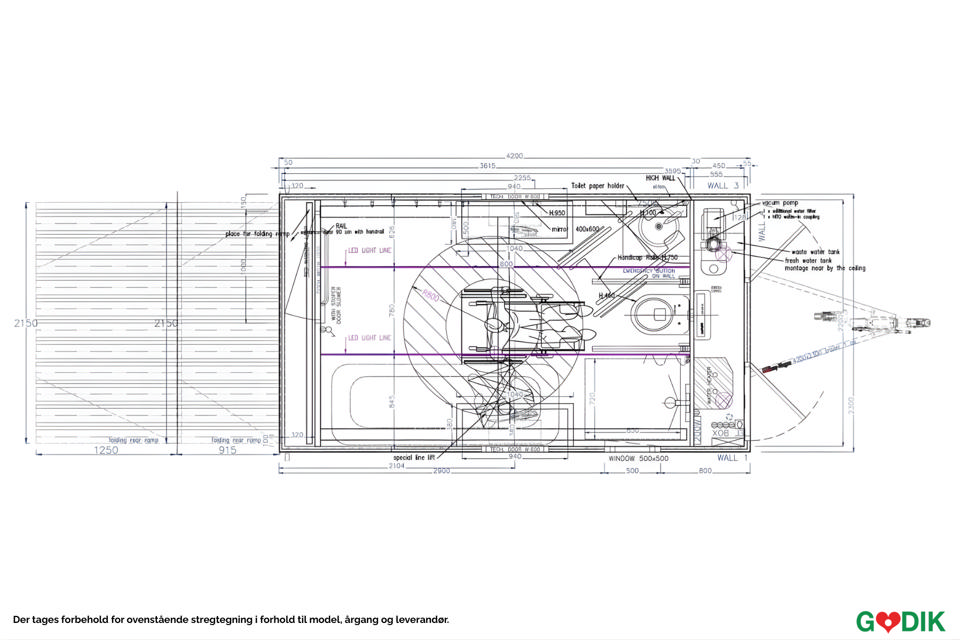 Handicap toiletvogn m. lift og bad - Pusle- og Handicaptoiletter