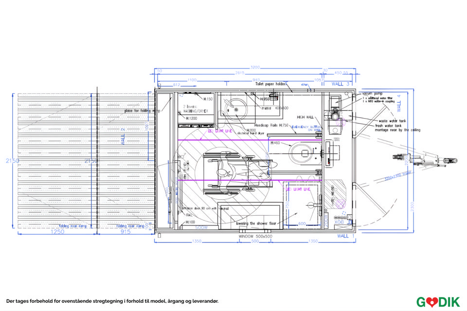 Handicap toiletvogn m. lift og bad - Pusle- og Handicaptoiletter