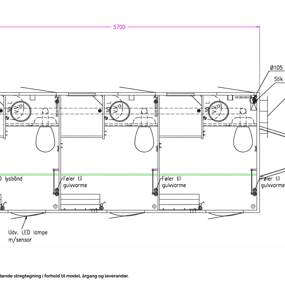 Badevogn med 3 badeværelser - Badvogne- og moduler