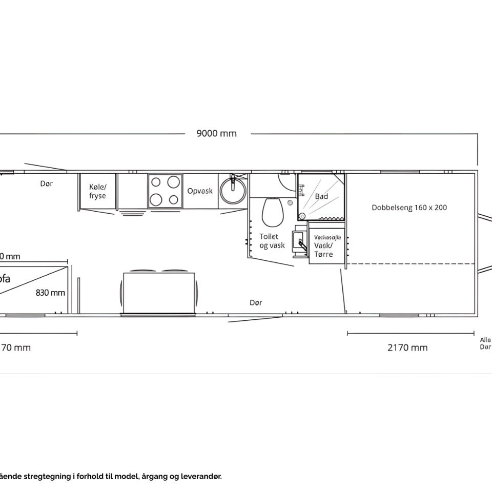 Beboelsesvogn til 4 personer, 9 meter - Beboelsesvogne- og moduler