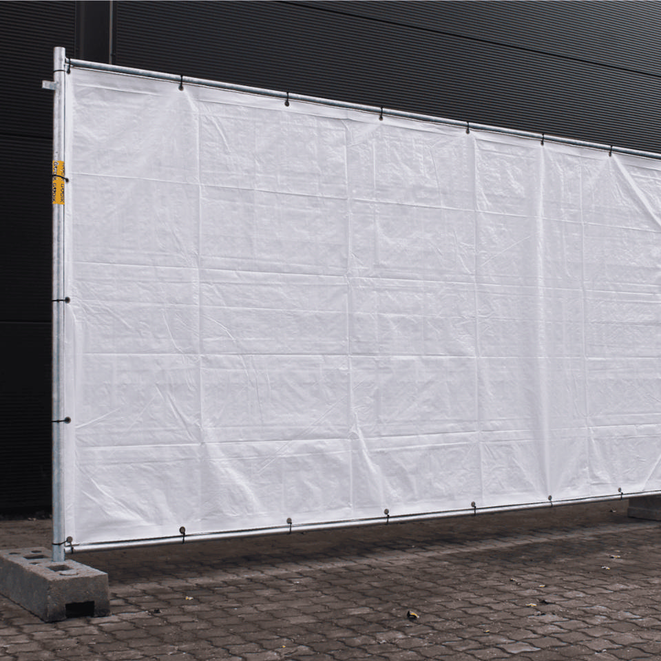 Byggepladshegn med hvid hegnsdug (1 palle) - Hegn & afspærring