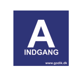 a-indgang-skilt